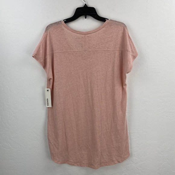 Sonoma Semi Sheer T-Shirt Womens L V-Neck Light Pink Semi Sheer Lightweight NEW - Picture 7 of 7